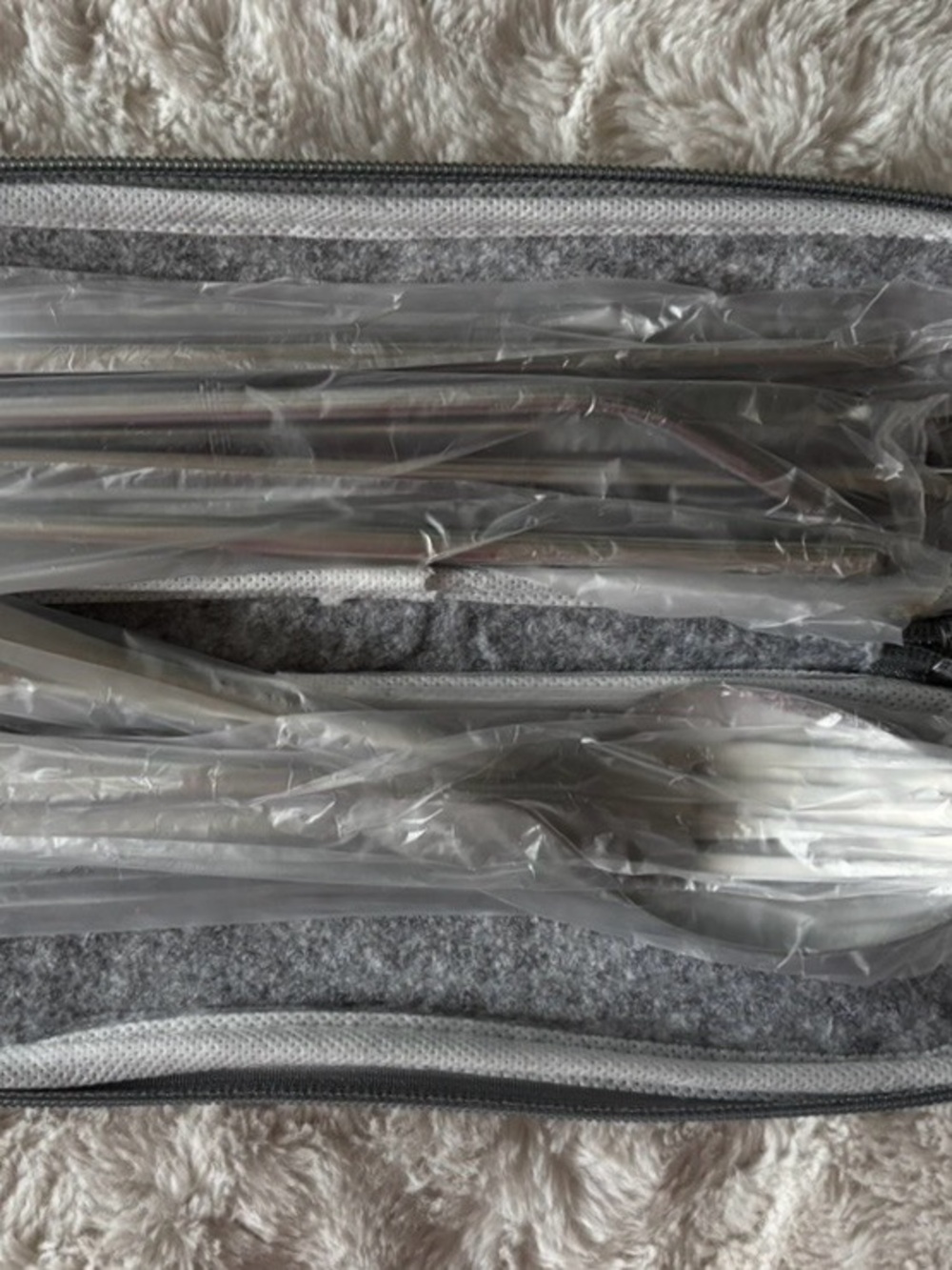 Gray Felt Travel Bag & Utensils